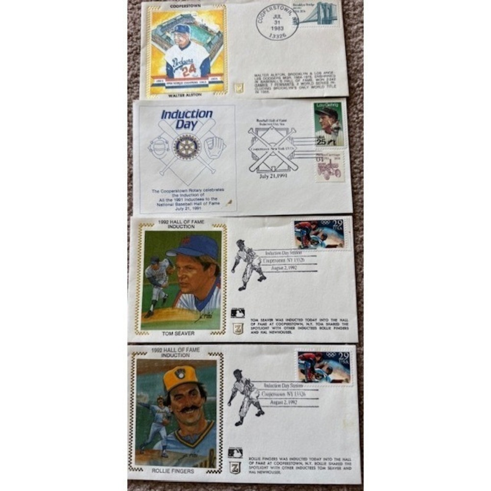 Vintage Baseball Hall of Fame First Day Covers Alston Seaver Fingers Lot of 4